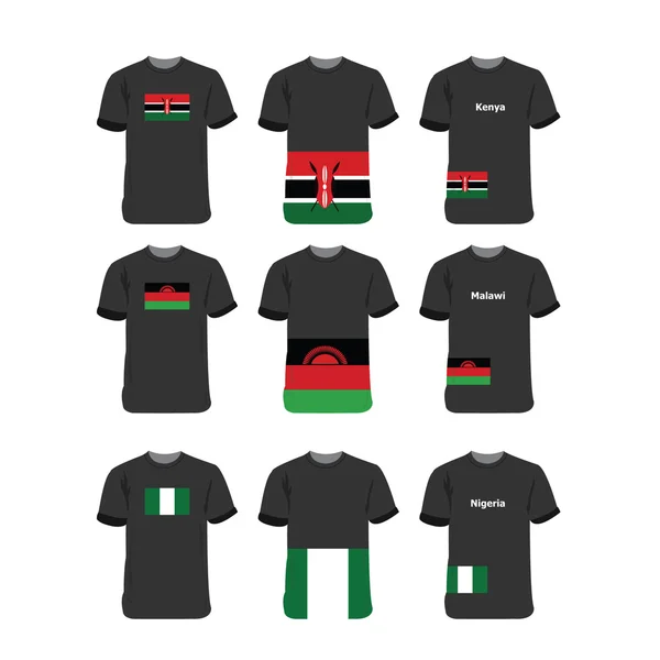 African T-Shirts for  Kenya-Malawi-Nigeria — Stockový vektor