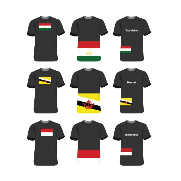 Asia and Oceania T-shirts for Tajikistan-Brunei-Indonesia — Stok Vektör