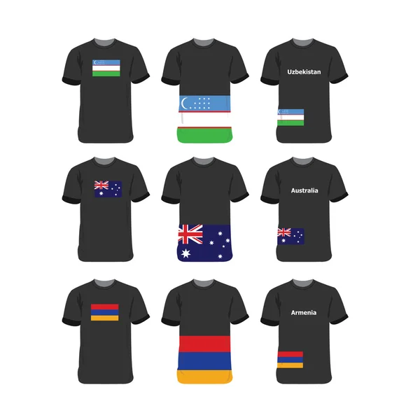 T-shirt Asia e Oceania per Uzbekistan-Australia-Armenia — Vettoriale Stock