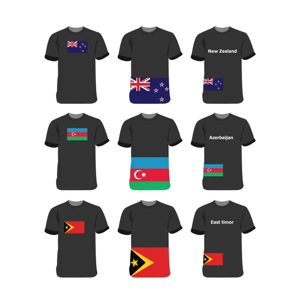 Asia and Oceania T-shirts for New-Zealand-Azerbaijan-East-Timor — Stockvector