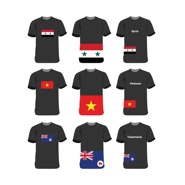 Asie et Océanie T-shirts pour Syrie-Vietnam-Tasamania — Image vectorielle