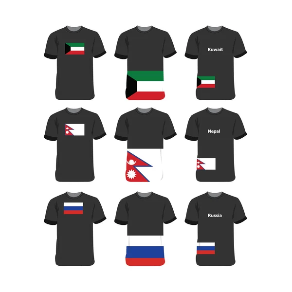 Azië en Oceanië T-shirts voor Koeweit-Nepal-Rusland — Stockvector