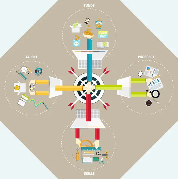 Set van platte bedrijfsconcept en pictogrammen. — Stockvector