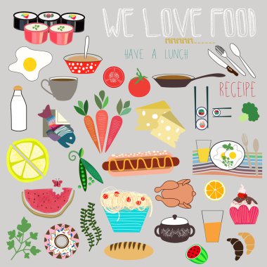 set Eğer düz gıda simgeler.