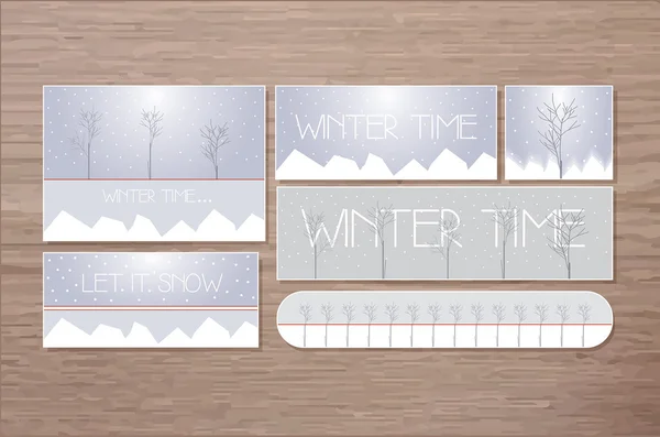 Flat winter time cards for holidays Stock Illustration