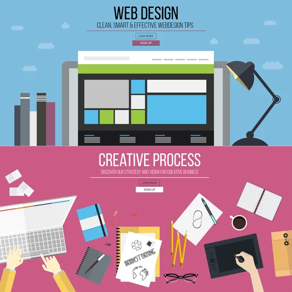 Diseño web y proceso creativo — Vector de stock