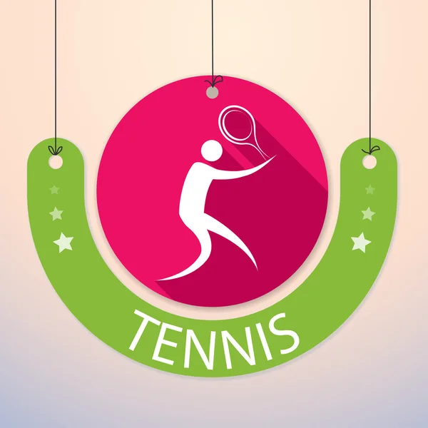 Tennis - Étiquette en papier coloré pour le sport — Image vectorielle