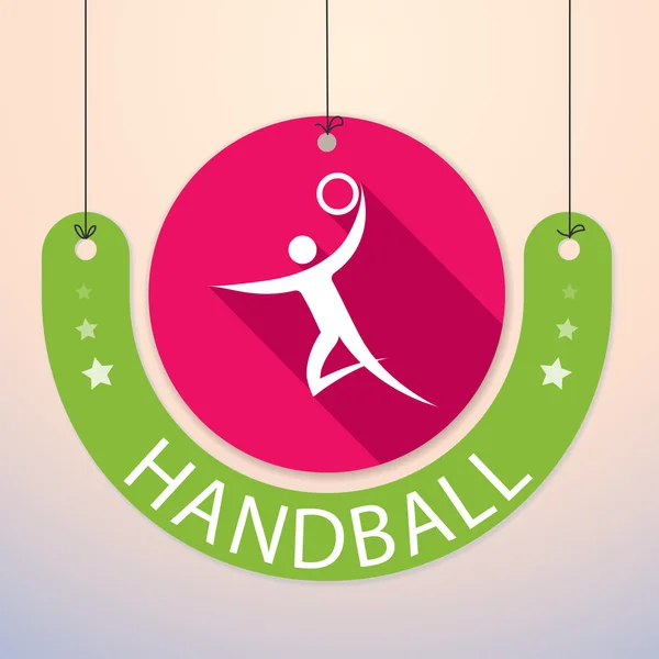 Handebol - Tag de papel colorido para esportes — Vetor de Stock