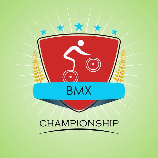 BMX - győztes arany babér pecsét arany szalaggal — Stock Vector
