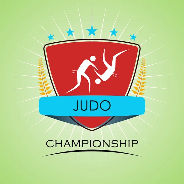 Judo - Vincitore Golden Laurel Seal - Vettore EPS 10 a strati — Vettoriale Stock