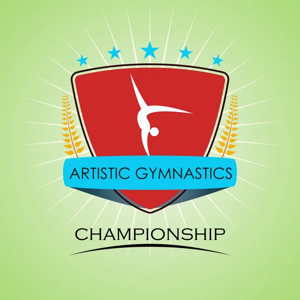 Artistic Gymnastics - Winner Golden Laurel Seal  - Layered EPS 10 Vector — Stock Vector