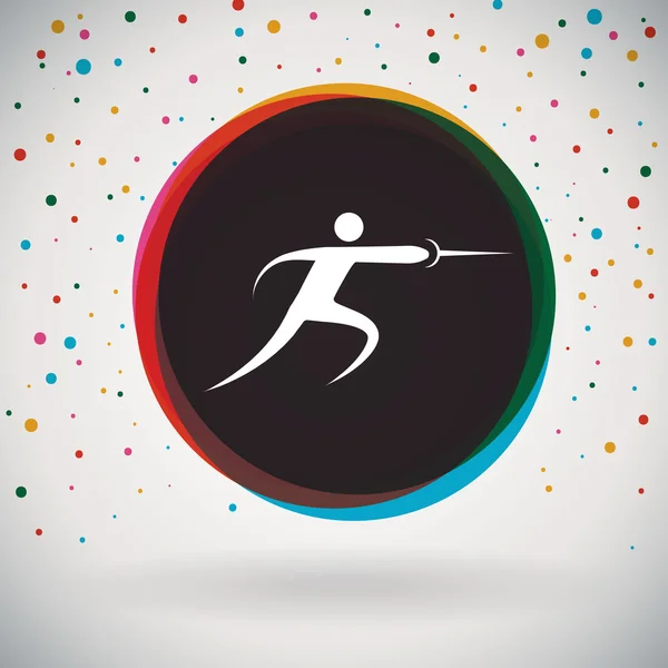 Clôture - icône colorée et arrière-plan sportif — Image vectorielle