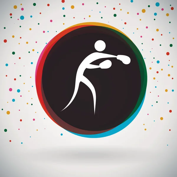 Boxe - Icône colorée et fond sportif — Image vectorielle