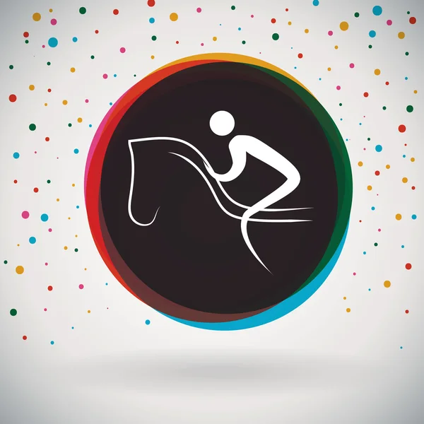 Équestre - icône colorée et arrière-plan sportif — Image vectorielle