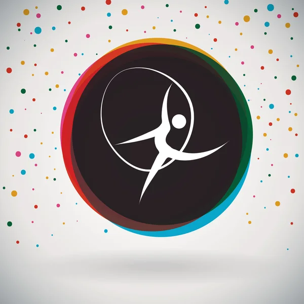 Ρυθμική γυμναστική - πολύχρωμο φόντο εικονίδιο και σπορ — Διανυσματικό Αρχείο