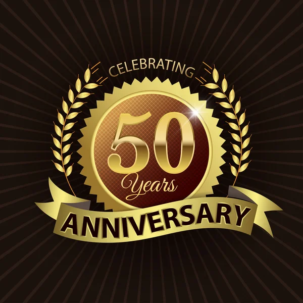 50 yıl yıldönümünü kutluyor, altın defne çelengi mühür ile altın şerit