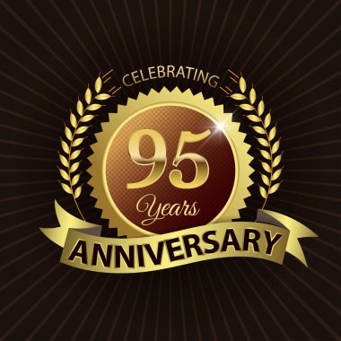 95 yıl yıldönümünü kutluyor, altın defne çelengi mühür ile altın şerit