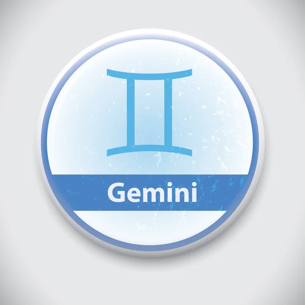 Horoscope sign Gemini- Vector Pin , button badge — Stock Photo, Image