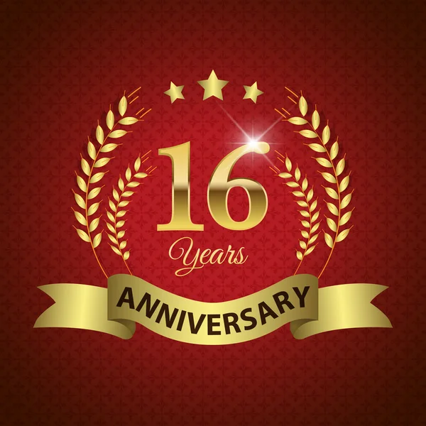 16 Years Anniversary Seal — Stock Vector