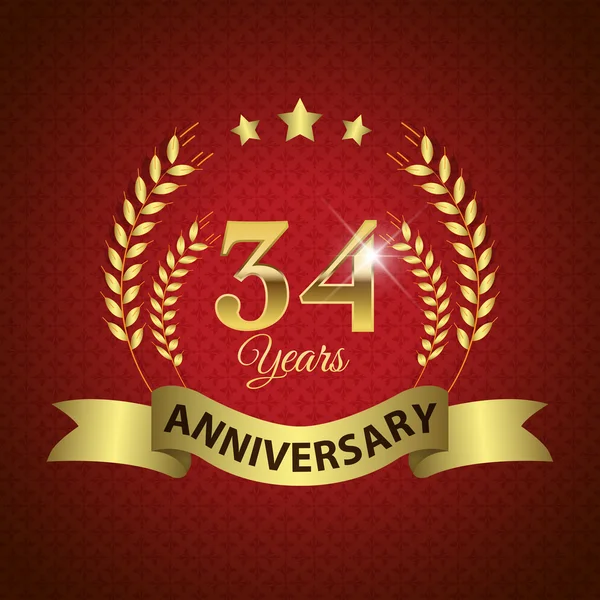 34 anni sigillo anniversario — Vettoriale Stock