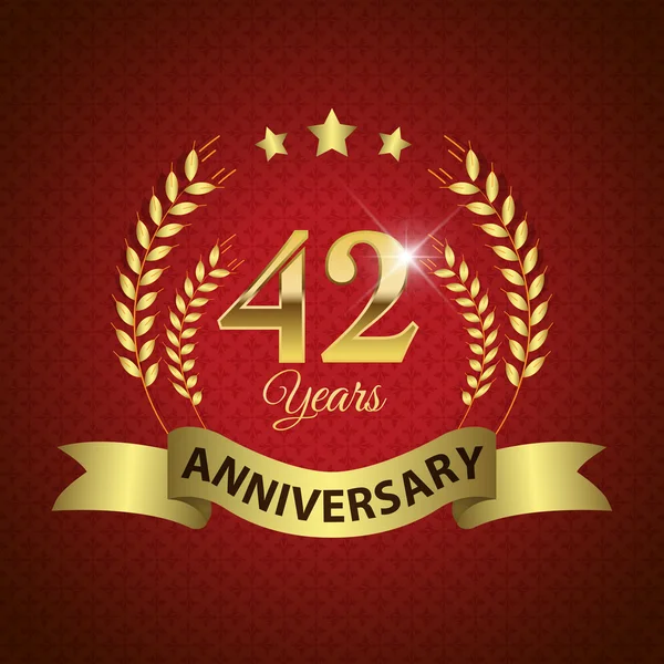 42 Años Sello de Aniversario — Vector de stock