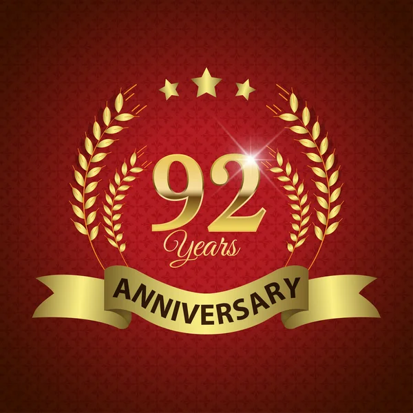 92 Años Sello Aniversario — Vector de stock