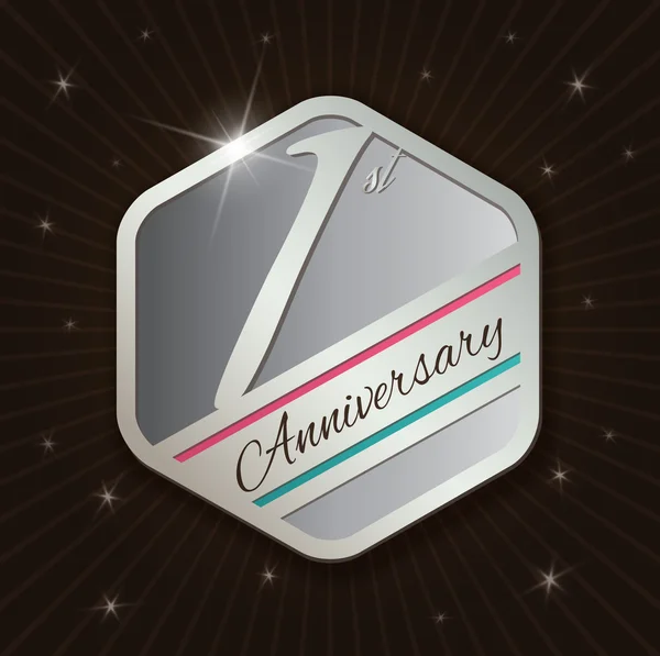 Conception de badge 1er anniversaire — Image vectorielle