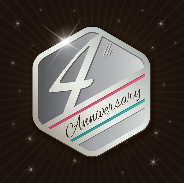 4º Aniversario diseño de la insignia — Vector de stock