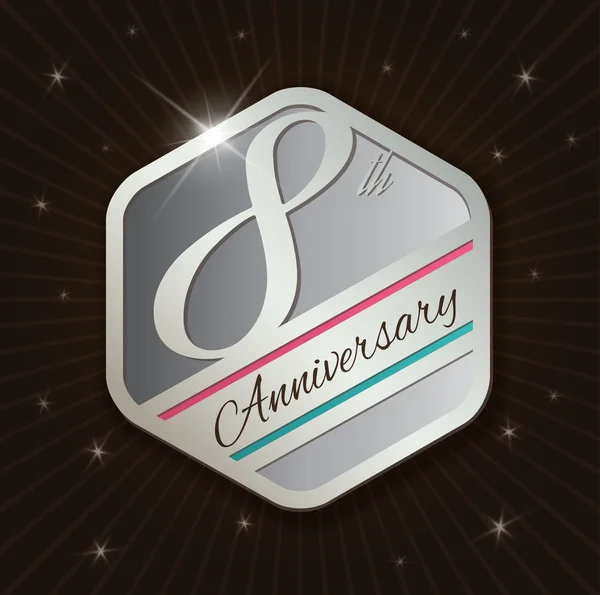 8th Anniversary badge design — Stock Vector
