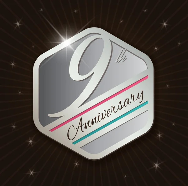 9º Aniversario diseño de la insignia — Vector de stock