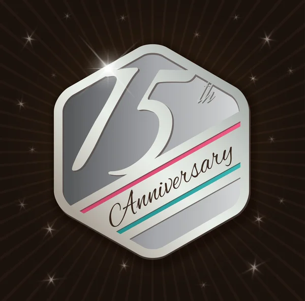 15º Aniversario diseño de la insignia — Vector de stock