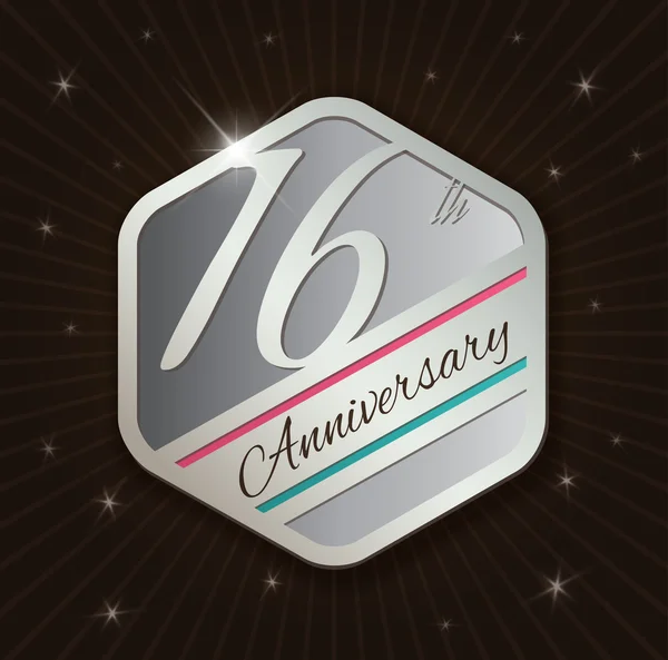 Conception de badge 16e anniversaire — Image vectorielle