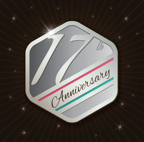 17th Anniversary badge design — Stock Vector