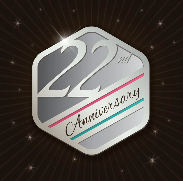 22nd Anniversary badge design — Stock Vector