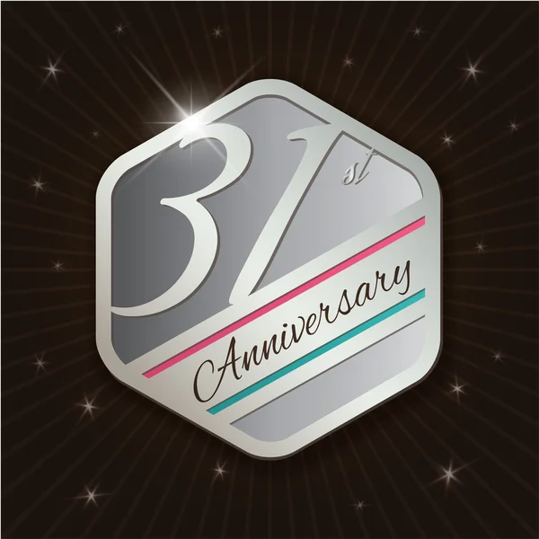 31. Jahrestag - stilvolles und modernes silbernes Emblem — Stockvektor