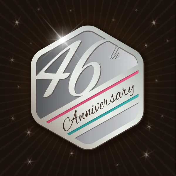 46e anniversaire Classy et moderne emblème en argent — Image vectorielle