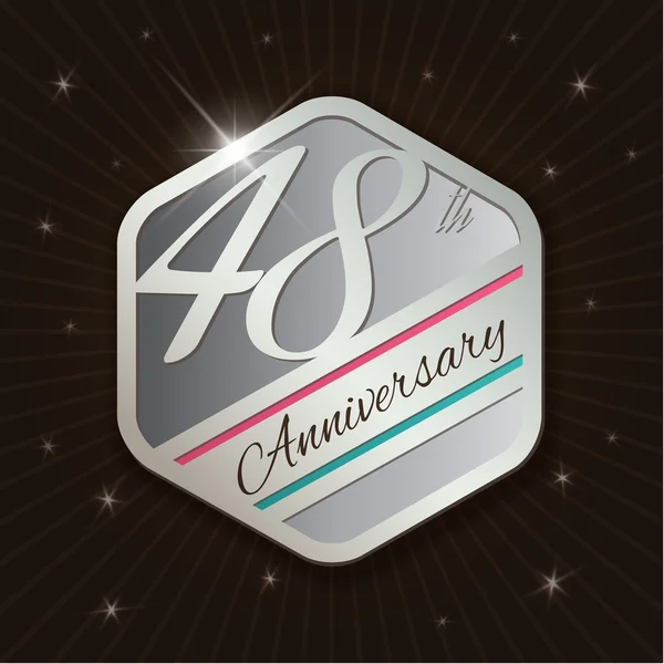 48th Anniversary - Classy and Modern silver emblem — Stock Vector