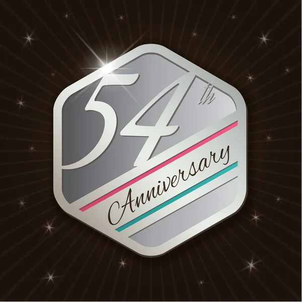 54th Anniversary - Classy and Modern silver emblem — Stock Vector
