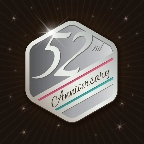 52º Aniversario - emblema de plata elegante y moderna — Vector de stock