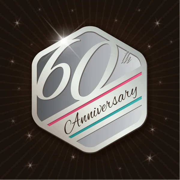 60th Anniversary - Classy and Modern silver emblem — Stock Vector