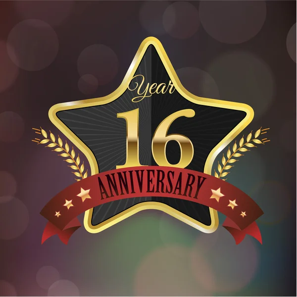 Anniversary golden star seal — Stock Vector