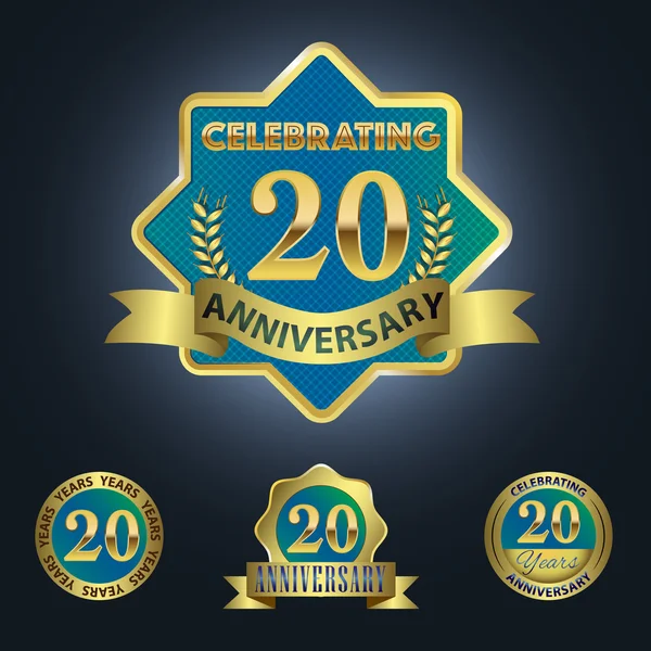 Set of 4 - Celebrating 20 Years Anniversary — Stock Vector