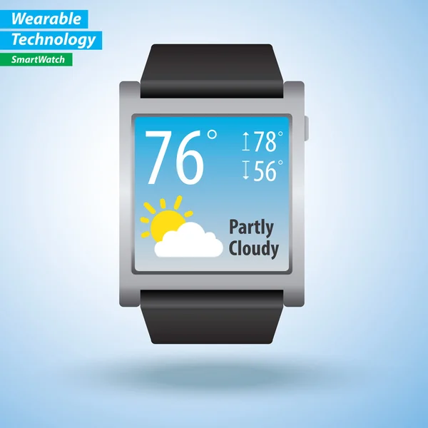 Widget météo sur SmartWatch — Image vectorielle