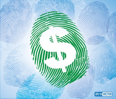 Dolar işareti parmak parmak izi arka plan üzerinde