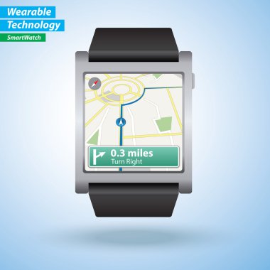 GPS çevirmek yanında çevirmek yön Smartwatch üzerinde göster.