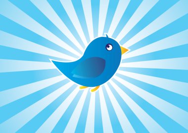 Twitter kuş simgesi mavi arka plan üzerinde uçan.