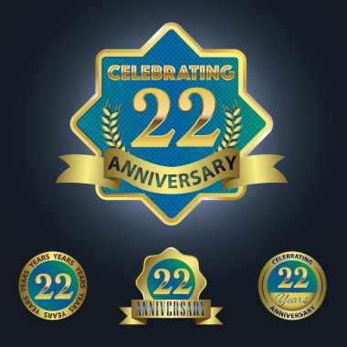 Set of 4 - Celebrating 22 Years Anniversary clipart