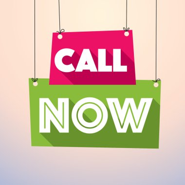Call now label  drop down tag clipart