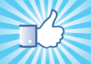 Başparmak yukarıya bir retro ışınları arka plan sembolü