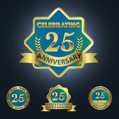 Set of 4 - Celebrating 25 Years Anniversary clipart